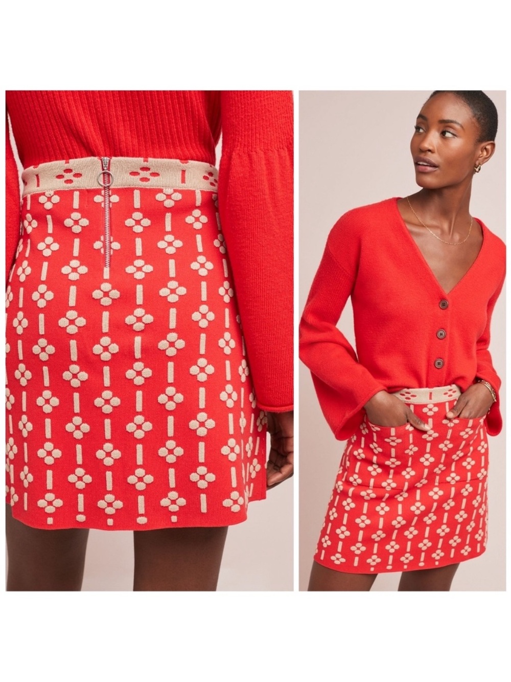 Anthropologie Maeve Quant Patterned Knit Mini Skirt